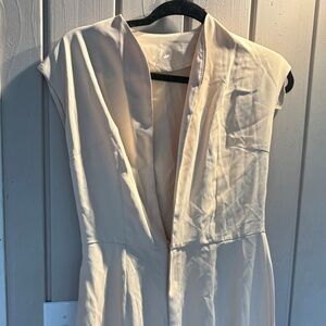 Elegant Peachy Cream V-Neck Dress